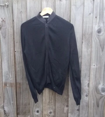 £13.99 • Buy Ladies M & S Silk Cotton Blend Black Zip Through Cardigan Size 16