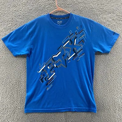 $12.99 • Buy Fox Racing T Shirt Mens Large FoxTech Moto-Cross Blue Rider Casual Stretch Logo