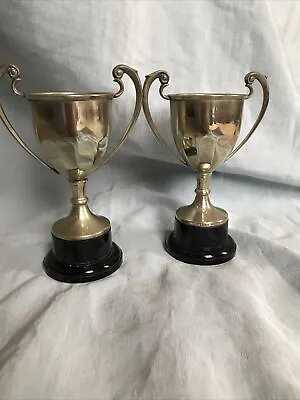 TWO MATCHING NOT ENGRAVED Vintage Silver Plate Trophy Loving Cup Trophies • $35.37
