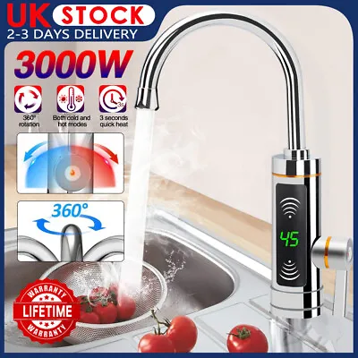 Instant Electric Faucet Tap Under Sink Hot Water Heater LED Display Home Kitchen • £18.47