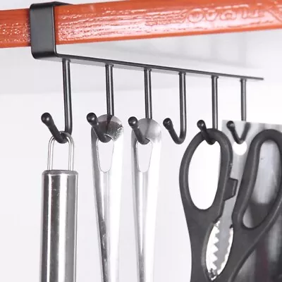 2/5PCS 6 Hook Kitchen Hanger Shelf Under Cabinet Organiser Mug Cup Holder  Gift • $12.95