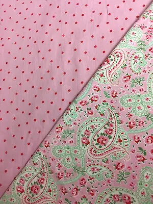 Used IKEA Rosali Paisley & Dots On Pink Bundle 2 * FQ 50cm Squares Cotton Fabric • £6.49