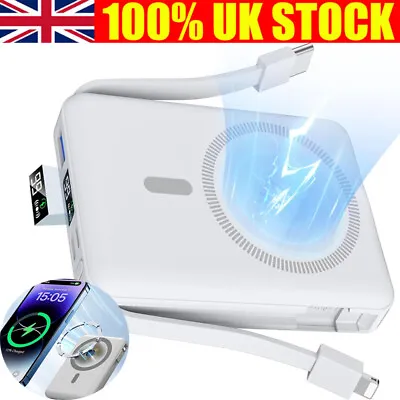 Power 10000mA Bank Magnetic Wireless Fast Charger External Battery Pack Portable • £15.90