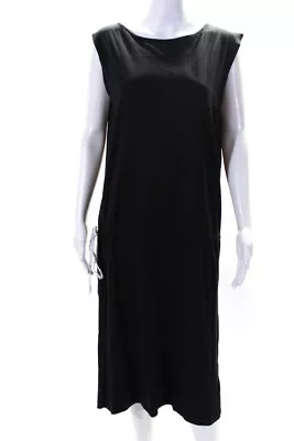 La Garconne Moderne Womens Cotton Drawstring Waist Long TShirt Dress Black SizeL • $42.71