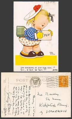 MABEL LUCIE ATTWELL 1942 Old Postcard Sticking Stamp On A Letter Jus For You 608 • £11.99