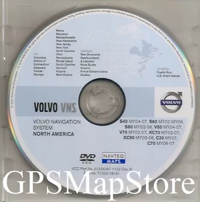 2003 2004 2005 2006 2007 2008 Volvo S60 Navigation DVD Northeast Southeast Map • $105