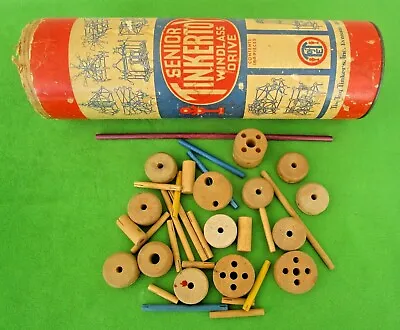 Vintage Senior Tinkertoy Windlass Drive Canister W/35 Pcs - No Lid #96175 • $7.99