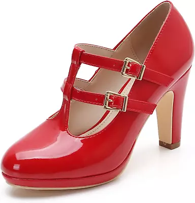 MACKIN J G574-1 Women'S Mary Jane Vintage Heels Chunky Platform T-Strap Dress Pu • $86.41