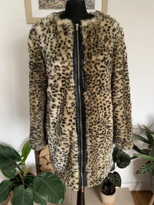 $36.58 • Buy ZARA Zip Up Leopard Print FAUX FUR Winter JACKET - Size M - Coat