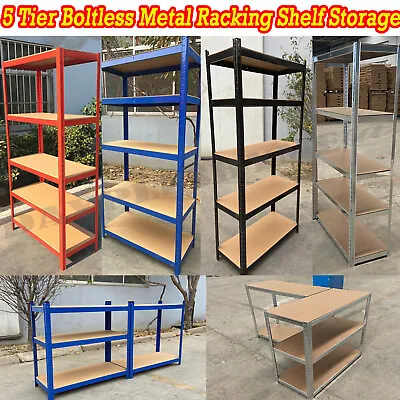 Racking Shelf Heavy Duty 5 Tier Metal Garage Shelving Storage Shelves Unit • £22.20