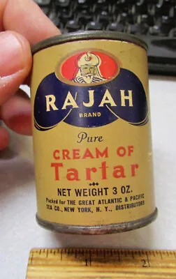 Vintage Rajah Cream Of Tartar Empty 3 Oz Tin Paper Label Great Logo Graphics • $14.99