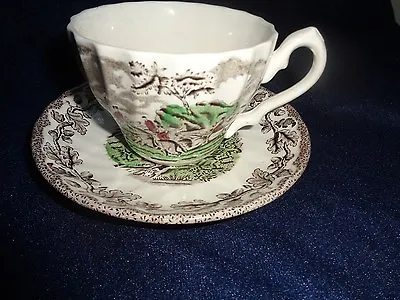 Myotts Transferware  Country Life  Multi-Color Cup And Saucer  • $13