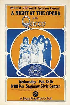 Queen  A Night At The Opera  Saginaw Civic Center Concert Poster • $13.99