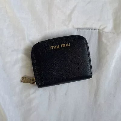 Miu Miu Black Mini Leather Wallet • $100