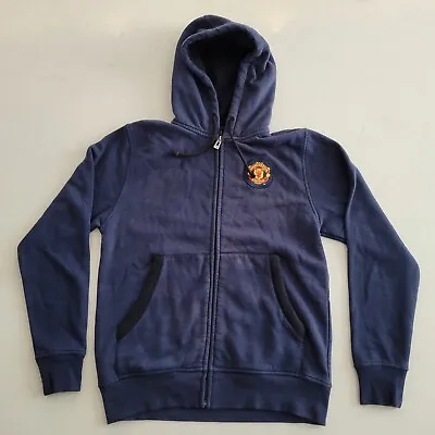 Manchester United Full Zip Navy Blue MU LTD Embroidered Hoodie - Youth Large YL • $29.95