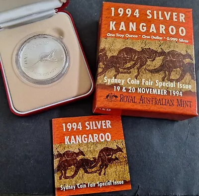 1994 Australia Kangaroo 1oz Silver (.999) $1 Sydney Coin Fair UNC Coin • $30