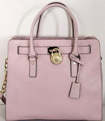 🌞michael Kors Hamilton Large Blossom Pink Leather Gold Lock Chain Tote Bag🌺nwt • $223.19