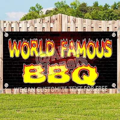 WORLD FAMOUS BBQ Advertising Vinyl Banner Flag Sign Many Sizes USA V3 • $147.47