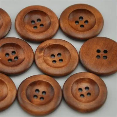 Dark Coffee Wooden Buttons 4 Holes Clothing Craft Decor Sewing Accessories 20Pcs • $10.85