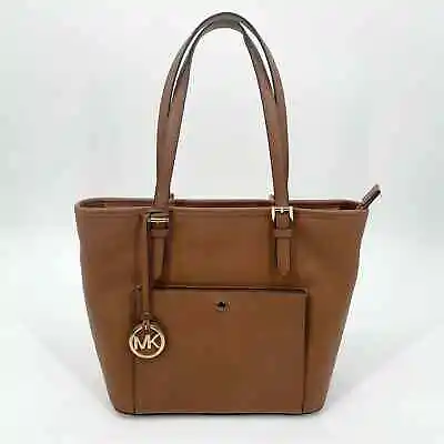 MICHAEL Michael Kors Jet Set Item Medium Top Zip Snap Pocket Tote Tan • $89