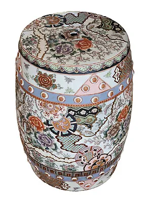 Detailed Vintage Chinese Export Signed Famille Rose Porcelain Garden Stool Seat • $500