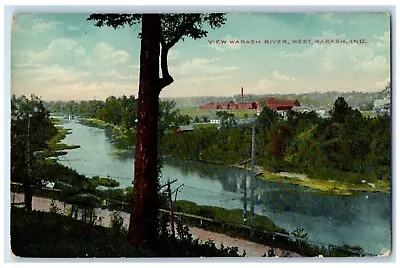 West Wabash Indiana IN Postcard View Wabash River Building Scene C1910's Antique • $19.47