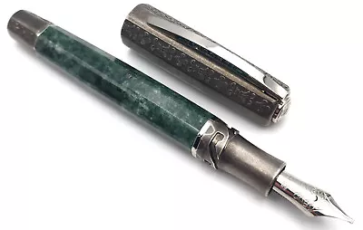 Visconti Ii Magnifico Serpentine Green Marble Sterling Silver Fountain Pen 23k B • $1379