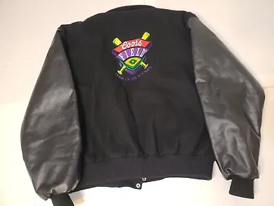 Vintage Colorado Rockies Coors Field 90s Black Leather Coat Letterman NICE RARE • $45