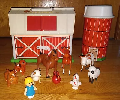 Vintage Fisher-Price 2501 & 915 Play Family Farm & Silo W/ Animals & Person USA • $49