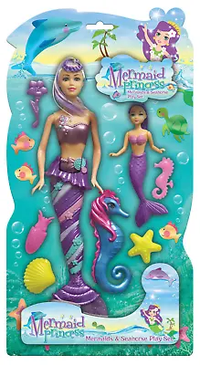 Mermaid Princess & Seahorse Play Set - Ty3499 Magical Dolls Fish Shell Disney • £9.25
