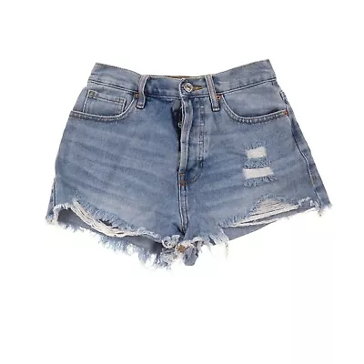 PacSun Vintage High Rise Cut-Off Blue Jean Shorts Womens 25 Distressed Denim • $15.99