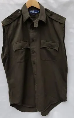 £30 • Buy Polo Ralph Lauren Safari Military Green Sleeveless Shirt Snap Vest. M P2P  26  