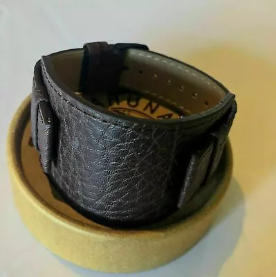22mm Dark Brown Kahuna Mens Genuine Leather Watch Strap  Wrist Cuff 2.5MM Thick  • £11.99