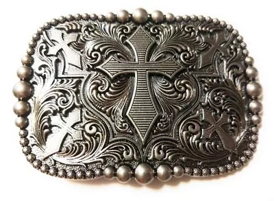 REC3 ✖ WESTERN STEER Cross Cowboy Rodeo Style ✖ Belt Buckle Buck ✖ Silver Color  • $14.40