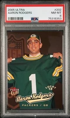 2005 Fleer Ultra Aaron Rodgers RC Lucky 13 /599 PSA 8 Packers • $2.25