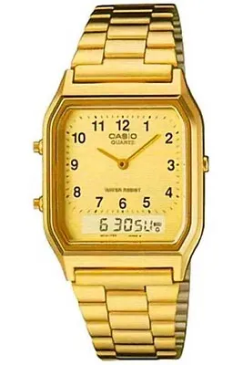 Casio New AQ-230GA-9B Gold Tone Retro Digital Analog Alarm Men's  Watch • $48.99