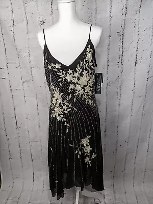 J KARA Y2K Black Beaded Cocktail Evening Dress Sz 12 NWT • $75