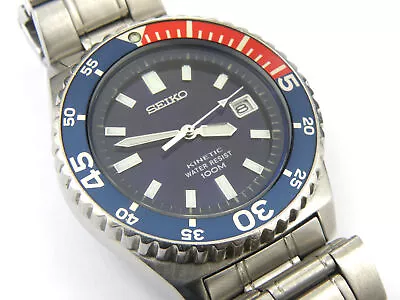 Mens Seiko 5M62-0A10 Pepsi Kinetic Divers Watch - 100m • £299.95