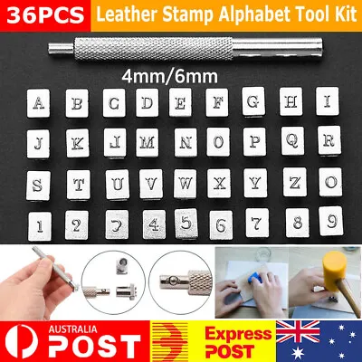 $17.01 • Buy 36pcs Stamp Metal Leather Alphabet Letter Punch Set Logo Stamps Craft Tool 4/6mm