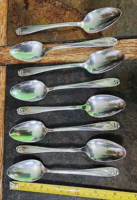 🥰 SET OF 8 MID-CENTURY C1950 DAFFODIL SILVERPLATED TEASPOON / TEA SPOONS 🍵  • $34.99