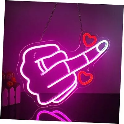 Neon Sign Pink Led Neon Signs For Wall Decor Nail Hand Light Up Signs Gesture • $46.17