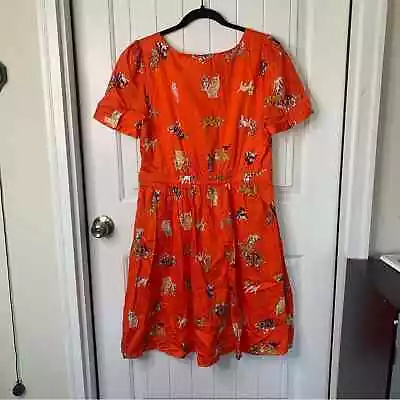 Modcloth Cats Orange Pumpkin Dress Size Large Halloween • $59