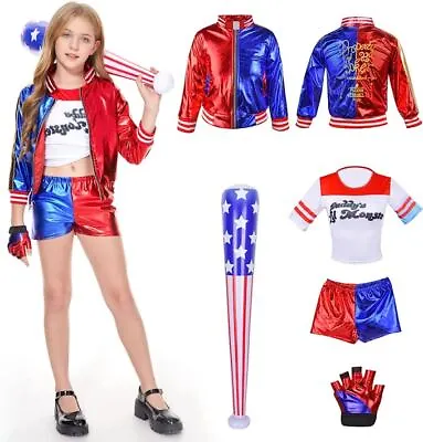 Suicide Squad Kids Harley Quinn Costume Girls Book Day Fancy Dress Outfit New • £9.99