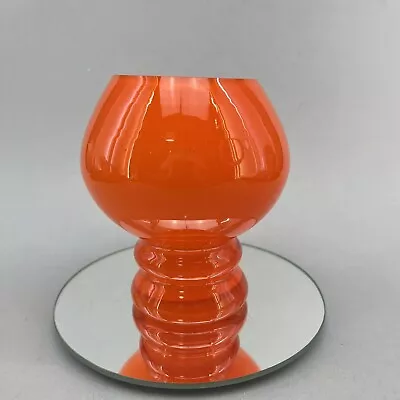 Vintage 4.5” Orange Modernist Cased Glass Vase Danish Modern Scandinavian Style • $45