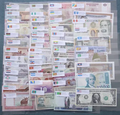 100 Pcs Different Banknotes Paper Money World Foreign Collection English Label • $40.32