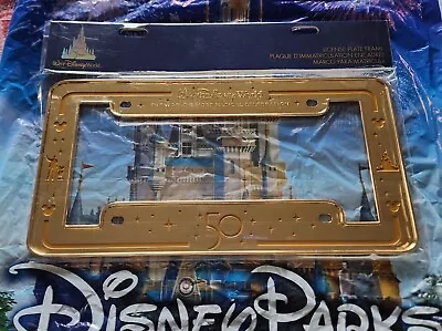 Walt Disney World 50th Anniversary 2022 Gold Metal License Plate Cover Frame • $16
