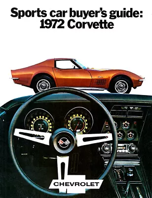 Sports Car Buyer's Guide: 1972 Chevrolet Corvette Car Advertising Vintage Poster • $18