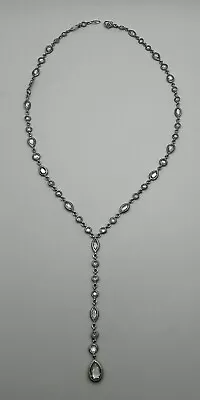 Nadri Silver Tone Y-drop Chain Multi Stone Necklace - Cubic Zirconia • $59.99