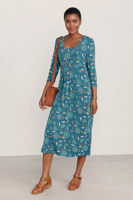 £34.98 • Buy Seasalt Women's Dress - Teal Seed Packet Midi Dress - Regular - Linear Tulips At