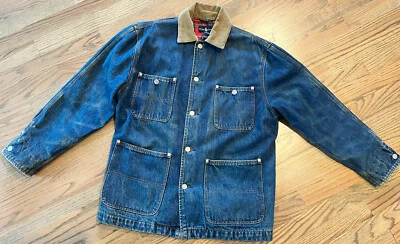 $99.99 • Buy VTG Rare 80s Ralph Lauren Polo Mens Denim Jean Chore Jacket Corduroy Collar Sz S